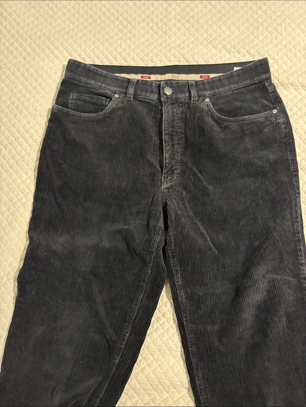 Men's Dark Corduroy Trousers - Classic Straight Fit